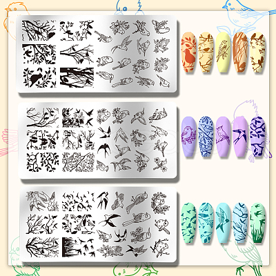 Stainless Steel DIY Nail Art Templates MRMJ-WH0092-074-1