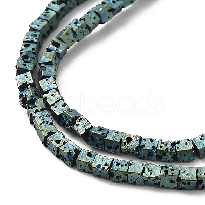 Electroplated Natural Lava Rock Beads Strands G-Q1009-B01-02F-1