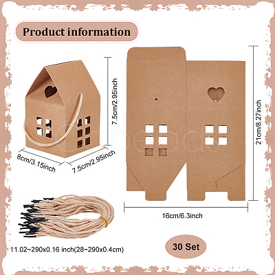 House Shaped Paper Folding Candy Tote Boxes with Hollow Window and Rope Handles CON-WH0092-17B-1
