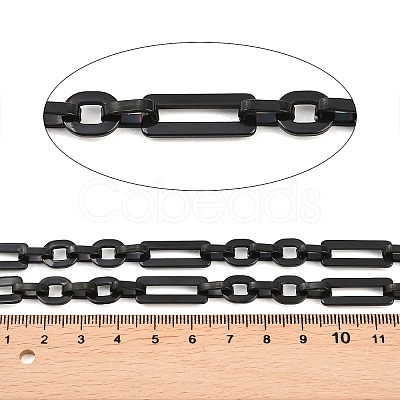 201 Stainless Steel Oval with Rectangle Link Chains CHS-F024-01B-EB-1