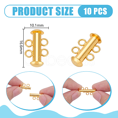 10Pcs Tube Brass Slide Lock Clasps KK-PH0014-45G-1