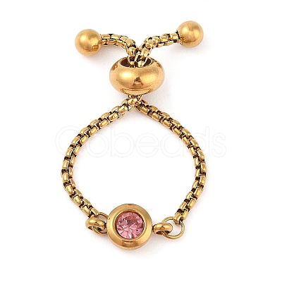304 Stainless Steel Birthstones Rhinestone Adjustable Slider Ring RJEW-M015-01G-1