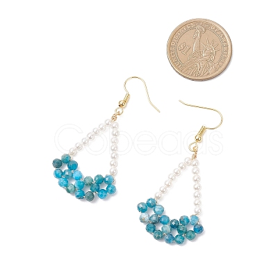 Natural Apatite Arch Dangle Earrings EJEW-TA00742-02-1