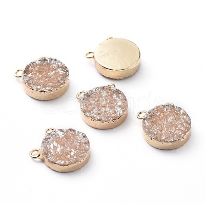 Electroplate Natural Druzy Agate Charms G-L553-52-1