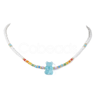 3 PCS Bear Shape Acrylic Beaded Necklaces NJEW-JN04632-1