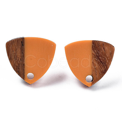 Resin & Walnut Wood Stud Earring Findings MAK-N032-023A-1