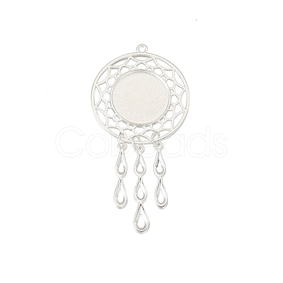 Hollow Alloy Pendants Cabochons Settings PALLOY-TAC0127-03S-1