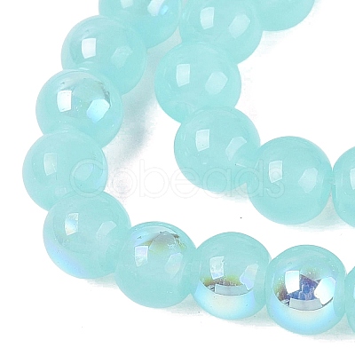 Electroplate Imitation Jade Glass Beads Strands EGLA-Q132-6MM-01B-06-1