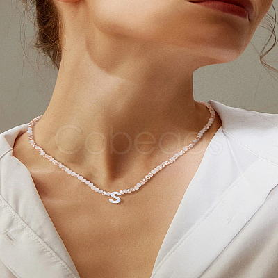 1Pc Glass Rondelle Beaded Necklaces NJEW-LP0007-23S-1