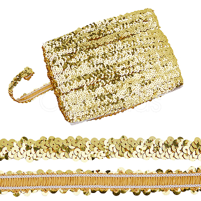 Polyester with Paillette Lace Trim Ribbon OCOR-WH0101-90E-1