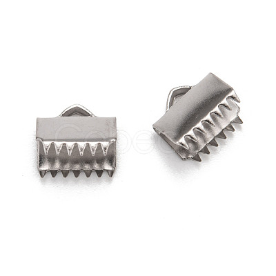 Tarnish Resistant 304 Stainless Steel Ribbon Crimp Ends X-STAS-Q187-01-1