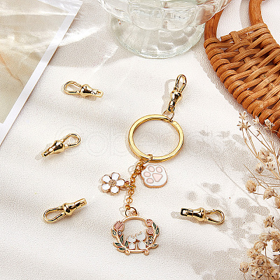 6Pcs Brass Keychain Clasp Findings KK-BBC0018-03-1