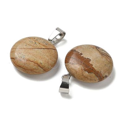 Natural Picture Jasper Pendants G-B127-14P-05-1