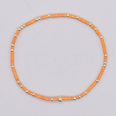Bohemian Style Rainbow Glass & Brass Beaded Handmade Fashion Women's Bracelet QD2599-4-1