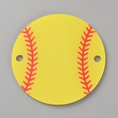 Acrylic Sport Ball Connector Charms MACR-WH0007-160A-1
