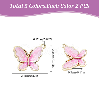 10Pcs 5 Colors Rack Plating Alloy Enamel Pendants ENAM-YW0004-74-1
