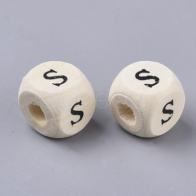 Printed Natural Wood Beads X-WOOD-T026-001S-1