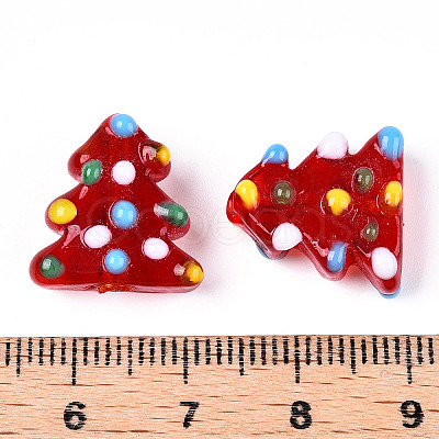 Christmas Theme Handmade Lampwork Bumpy Beads LAMP-G142-06A-1