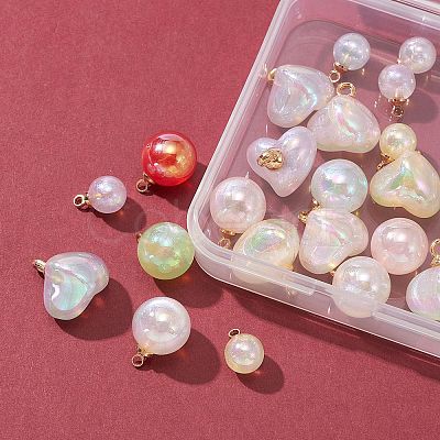 24Pcs 3 Styles Rainbow Iridescent Plating Acrylic Pendants OACR-FS0001-30-1