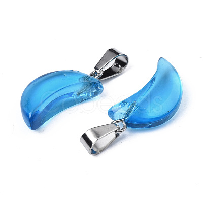Transparent Spray Painted Glass Pendants GLAA-N035-021-F03-1