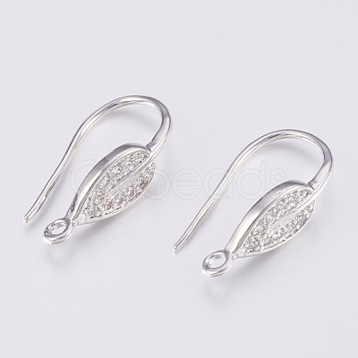 Brass Micro Pave Cubic Zirconia Earring Hooks ZIRC-K075-38P-1