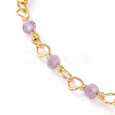 Faceted Round Natural Gemstone Beaded Anklets AJEW-AN00360-1