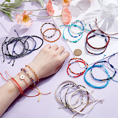 24Pcs 1Bag Cord Braided Bracelets & Glass Seed Beads Braided Bead Bracelets BJEW-UN0002-03-1