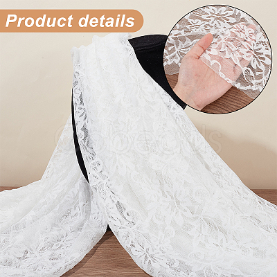 Flower Pattern Nylon Lace Fabric OCOR-WH0092-20A-1