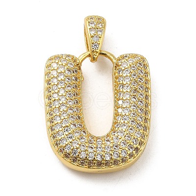 Brass Micro Pave Cubic Zirconia Pendants KK-E061-03G-21-1