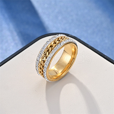 Stainless Steel with Rhinestone Finger Rings FS-WGB751E-56-1