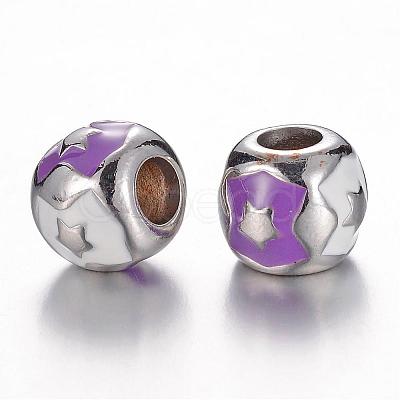 304 Stainless Steel Enamel European Beads STAS-F057-92B-1