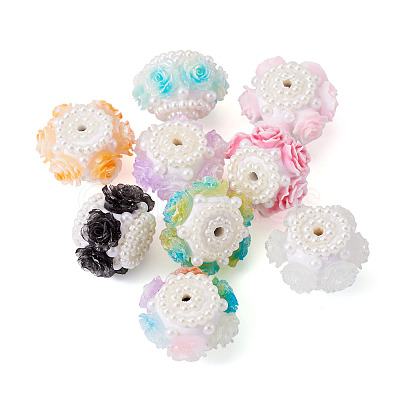 7Pcs 7 Colors Polymer Clay with Imitation Pearl Beads CLAY-TA0001-78-1