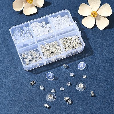 6 Styles Brass Bullet Clutch Bullet Clutch Earring Backs with Pad FIND-FS0003-08P-1