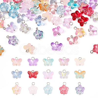 60Pcs 15 Styles Transparent Glass Pendants FIND-TA0004-51-1
