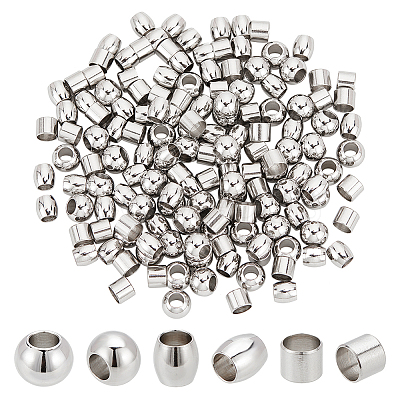 150Pcs 3 Style 304 Stainless Steel European Beads STAS-PH0005-42-1