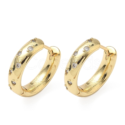 Brass Micro Pave Clear Cubic Zirconia Hoop Earrings EJEW-A132-17G-1