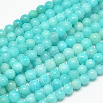 Natural Gemstone Amazonite Round Beads Strands G-O017-8mm-08C-1