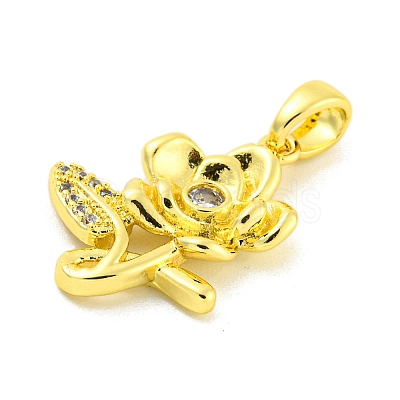 Brass Micro Pave Clear Cubic Zirconia Pendants KK-P263-06C-G-1