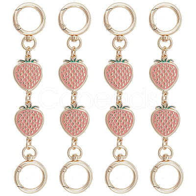 Alloy Enamel Strawberry Link Purse Strap Extenders PURS-WH0005-33KCG-1