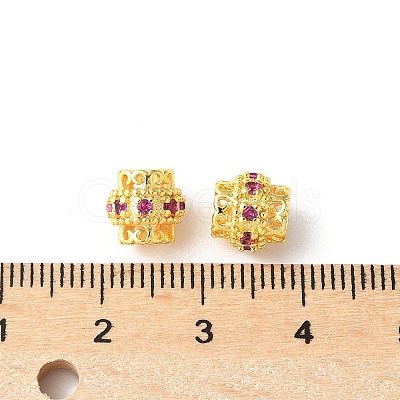 Brass Micro Pave Cubic Zirconia European Beads KK-U067-08G-04-1