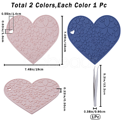 2Pcs 2 Colors Silicone Hot Mats for Hot Dishes AJEW-GF0008-29B-1