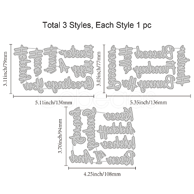 3Pcs 3 Styles Carbon Steel Cutting Dies Stencils DIY-WH0309-761-1