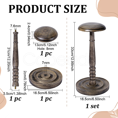 Wood Dome Shaped Stem Hat Rack AJEW-WH0609-778A-1