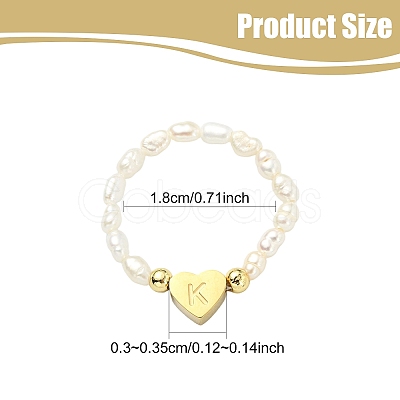 Natural Freshwater Pearl & 304 Stainless Steel Bead Finger Rings RJEW-FS00001-11-1