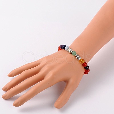 Stretch Buddhist Jewelry Multi-Color Gemstone Chakra Bracelets BJEW-JB01690-05-1