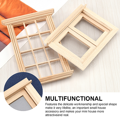 2Pcs 2 Styles Mini-Display Wood Windows DJEW-OC0001-12-1