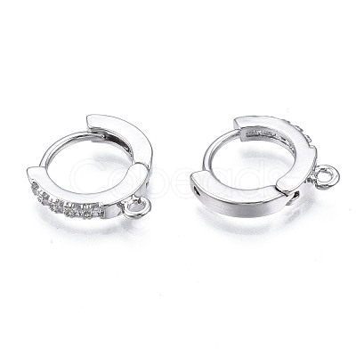 Brass Micro Pave Cubic Zirconia Huggie Hoop Earring Findings X-KK-T063-012P-NF-1