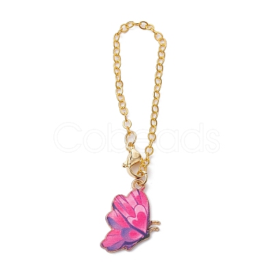 Butterfly Printed Alloy Cup Pendant Decorations HJEW-JM01345-1