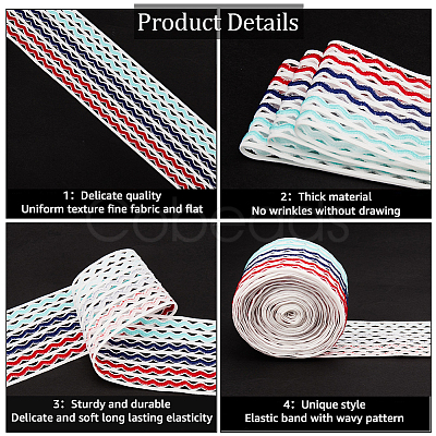 5M Rainbow Color Flat Polyester Wave Elastic Cord OCOR-GF0003-85C-1