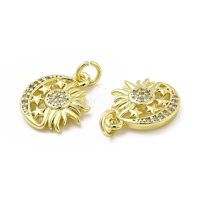Brass Micro Pave Cubic Zirconia Pendants KK-E068-VB421-1